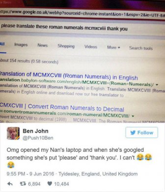 Guy Posts Polite Google Search From His Grandmother's Computer