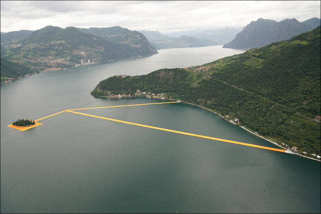 Floating Piers Installed On Lake Iseo In Italy