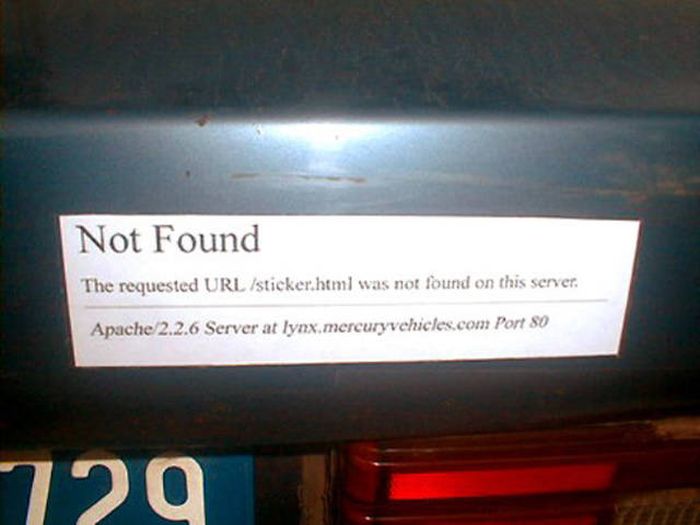 Cars not found. Image not found. URL not found. Stickers about not having work experience.