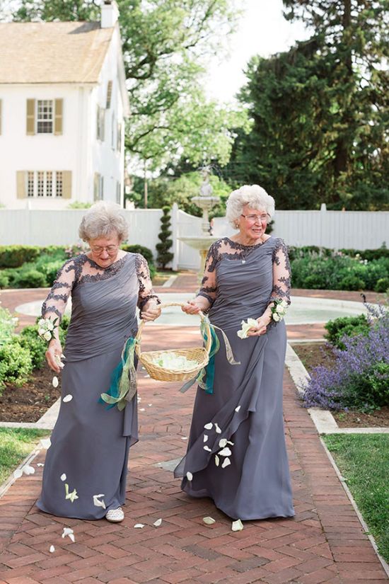 Bride And Groom’s Grandmas Team Up To Be Flower Girls At Their Wedding