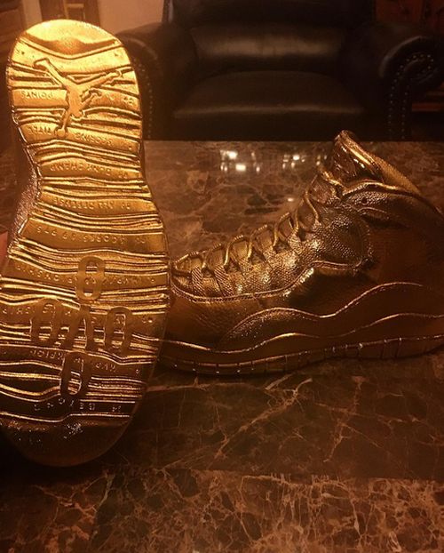 Drake Shows Off His New Pair Of Pure Gold OVO Air Jordans