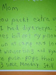 Boy Writes Adorable Letters To His Mom From Camp