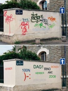 Street Artist Paints Over Ugly Graffiti To Make It Legible