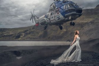 Helicopter Almost Knocks Bride Down For Crazy Wedding Photo