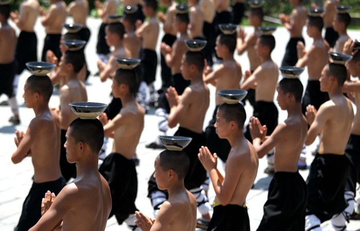 Shaolin Kung Fu Monks Gather To Train In The Heat
