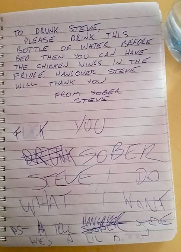 Guy Receives Unexpected Answer After Leaving A Note For His Drunken Self
