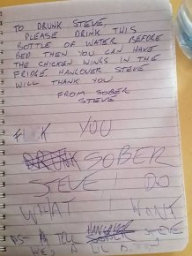 Guy Receives Unexpected Answer After Leaving A Note For His Drunken Self