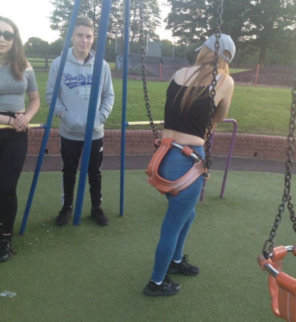 Apparently This Girl Is A Little Too Old For The Swing