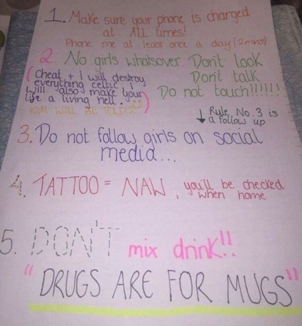 Girlfriend Gives Ridiculous List of Rules To Her Boyfriend Before Vacation