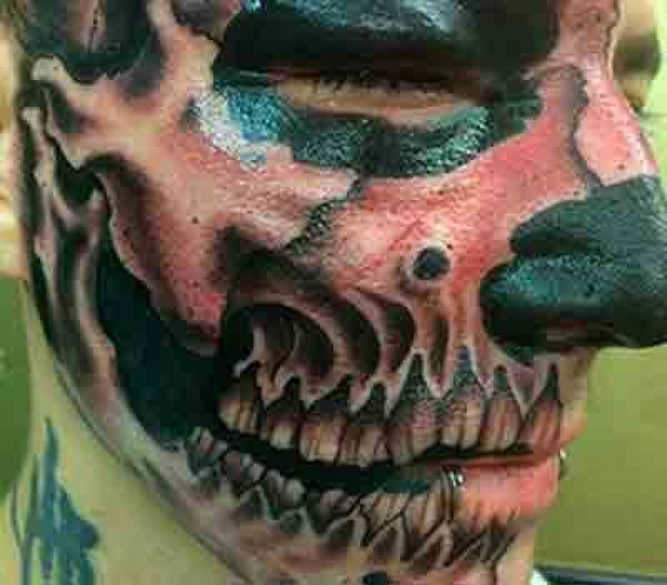Man Gets Skull Tattooed On Half His Face