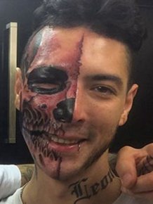 Man Gets Skull Tattooed On Half His Face