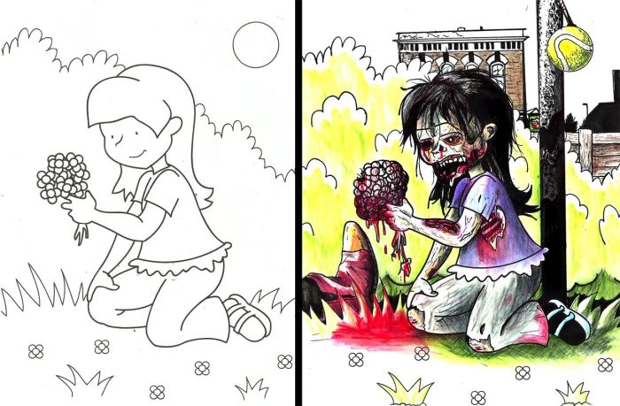 Coloring Book Images That Were Turned Into Something Hilariously Horrifying