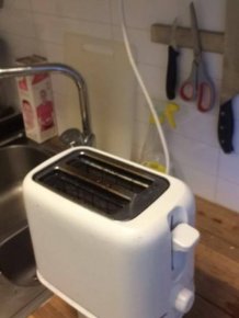The Toaster Cord Was Too Short So They Made A Stand