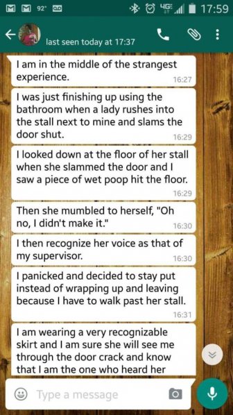 Girl Shares Awkward Story While She's Stuck In A Toilet Stall