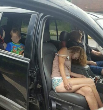 Horrifying Photos Show Heroin Addicted Parents Passed Out In Car