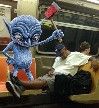 Artist Places Strange Creatures Next To People On The Subway