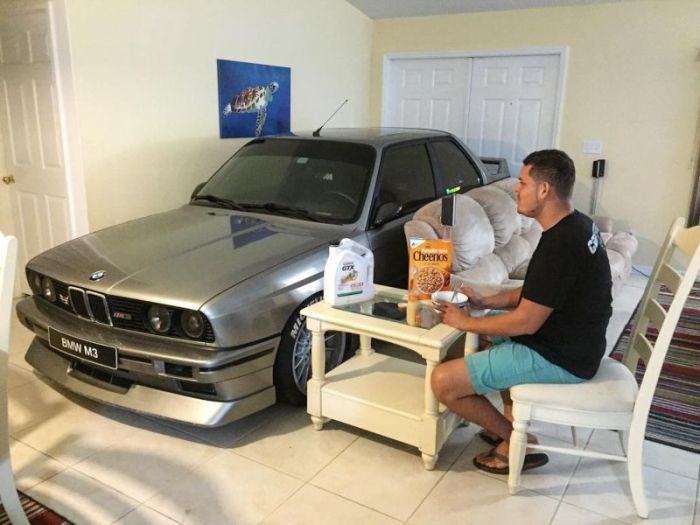 Auto Mechanic Shares A Nice Dinner With His BMW