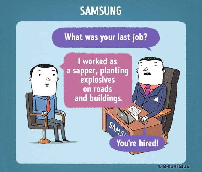 Funny Illustrations Depict Job Interviews At Famous Companies