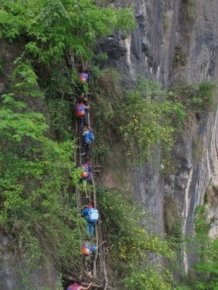 Chinese Government Builds A Ladder So Students Can Safely Get To School