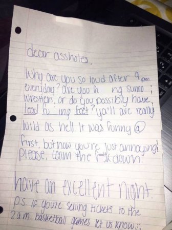Angry Person Gets Wrecked After Writing Note To Their Loud Neighbors