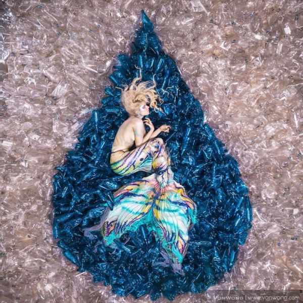 Powerful Photos Show Mermaids Swimming In A Plastic Bottle Ocean