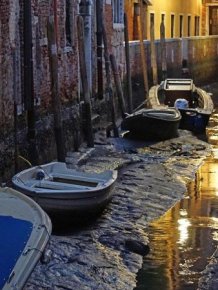 Low Tide Exposes Venice's Canal Network