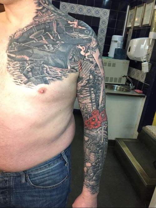 Guy Shows Off His Amazing World War II Cover Up Tattoo
