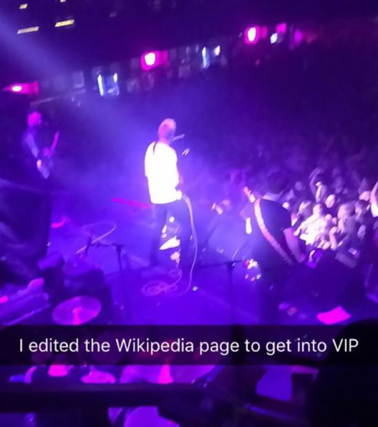Teen Uses Wikipedia To Sneak Into Band's VIP Section