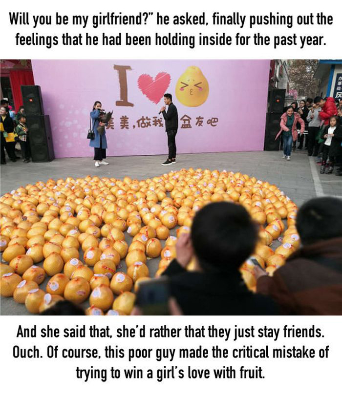 Guy Gets Rejected After Declaring His Love With 999 Pomelos