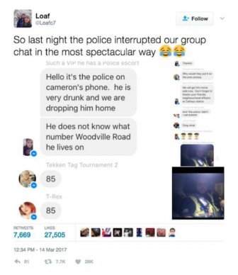 Police Officer Uses Group Chat To Get Drunk Man Home