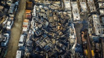 Thousands Of Cars Burned In A Chinese Parking Lot