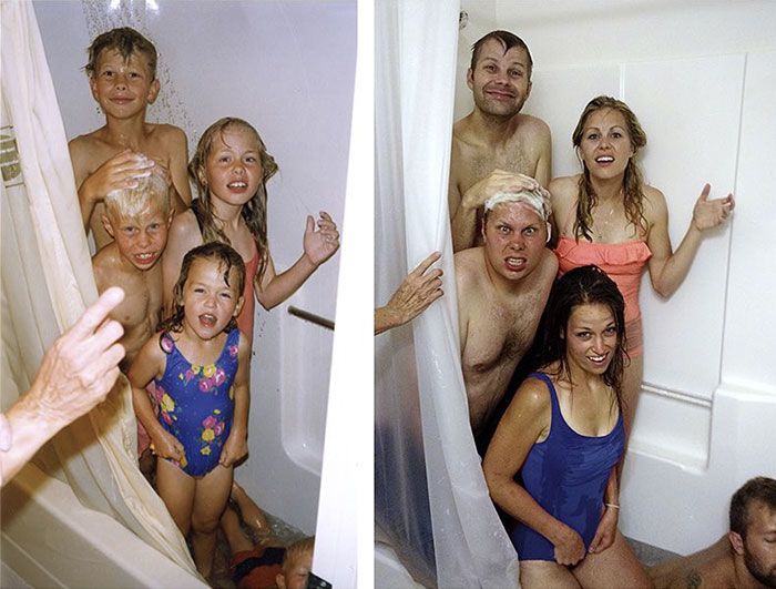 Families Recreate Classic Photos From Their Childhood