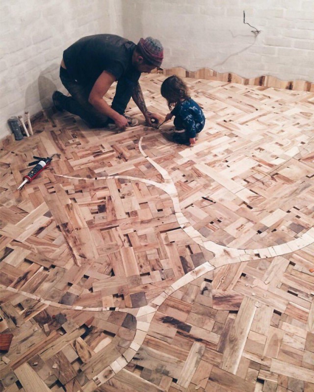 Insane Decorator Creates Stunning Wood Floor