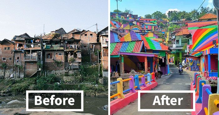 Indonesian Government Turns Slum Into A Rainbow Village