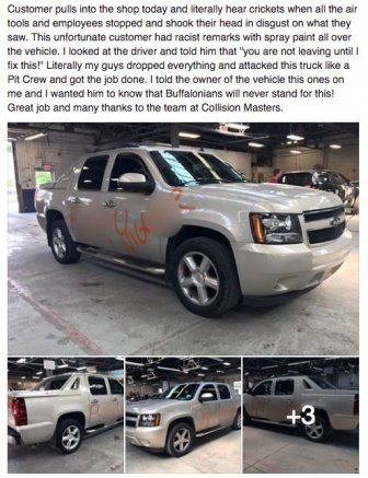 Auto Shop Helps Man After His Truck Is Defaced With Racial Slurs