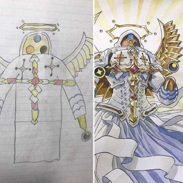 Dad Turns Son's Drawings Into Epic Anime Characters