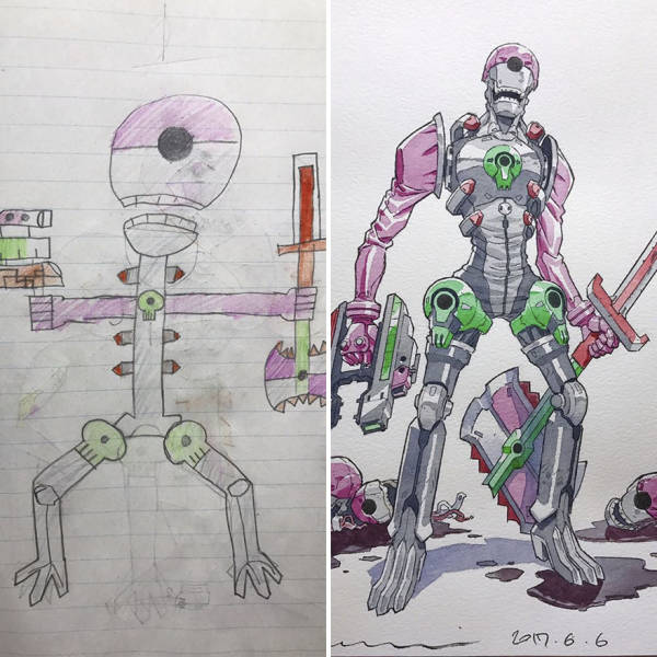 Dad Turns Son's Drawings Into Epic Anime Characters