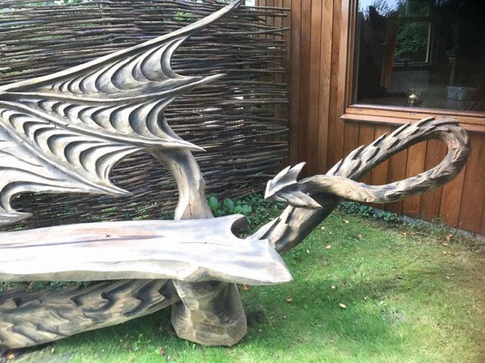 This Breathtaking Dragon Bench Was Carved Using A Chainsaw