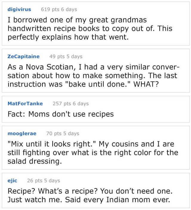 If You Want To Know A Recipe, Don’t Ask Your Mom!