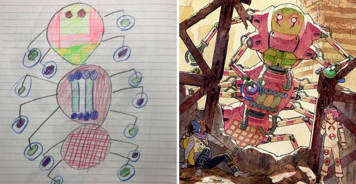 Dad Takes His Ideas For Comics From His Son’s Drawings
