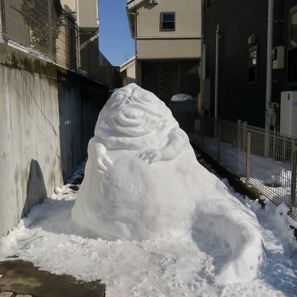 Snow Sculptures In Tokyo