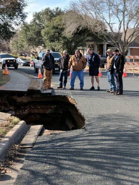 Road Collapsed In Texas Revealing A Cave Beneath The Ground
