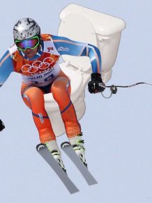 Olympic Skiers Photoshopped Onto Toilets