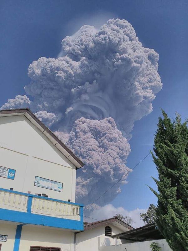 The Eruption Of The Volcano Sinabung On The Indonesian Island Of Sumatra