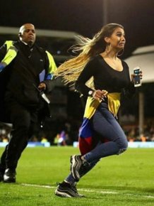 Girl Interrupts Colombia vs Australia Game