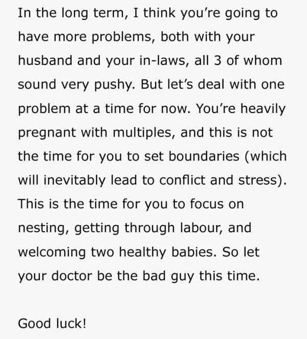Pregnant Woman Asks What To Do With Husband Who Wants His Parents In The Delivery Room, Gets Best Advice Ever
