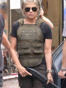Linda Hamilton On The Set Of The New "Terminator"