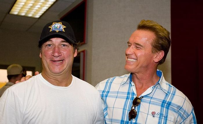 Arnold Schwarzenegger And James Belushi Then And Now