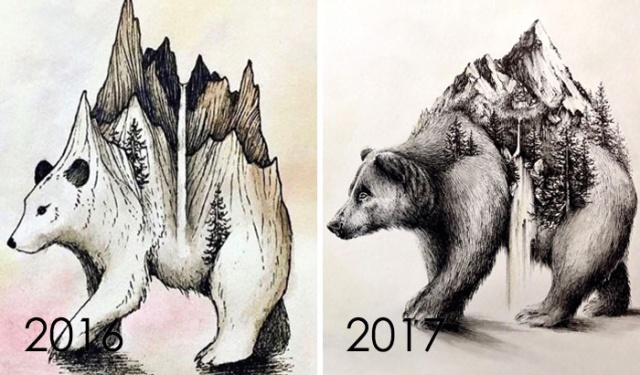 Artists Challenge Themselves To Redraw Their Old ‘Crappy’ Drawings, Prove That Practice Makes Perfect