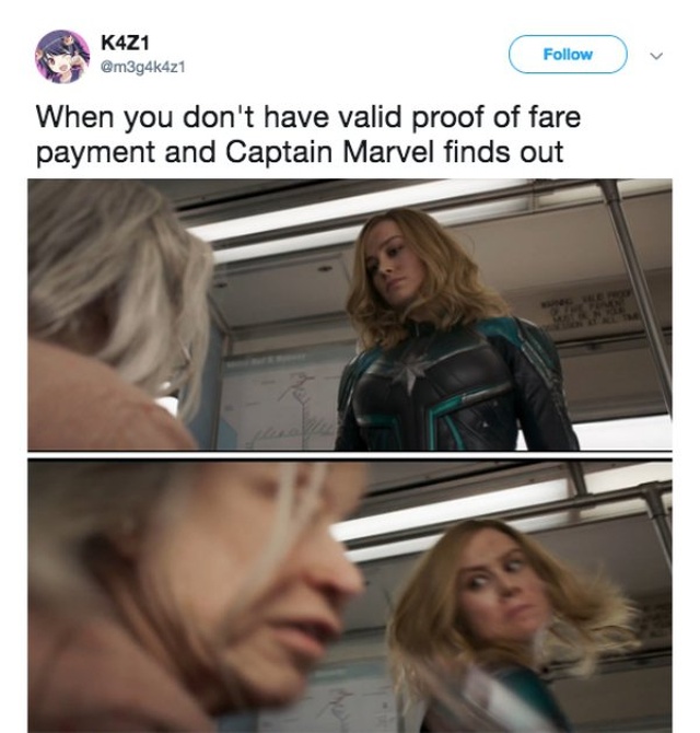 Captain Marvel Punching An Old Lady Meme